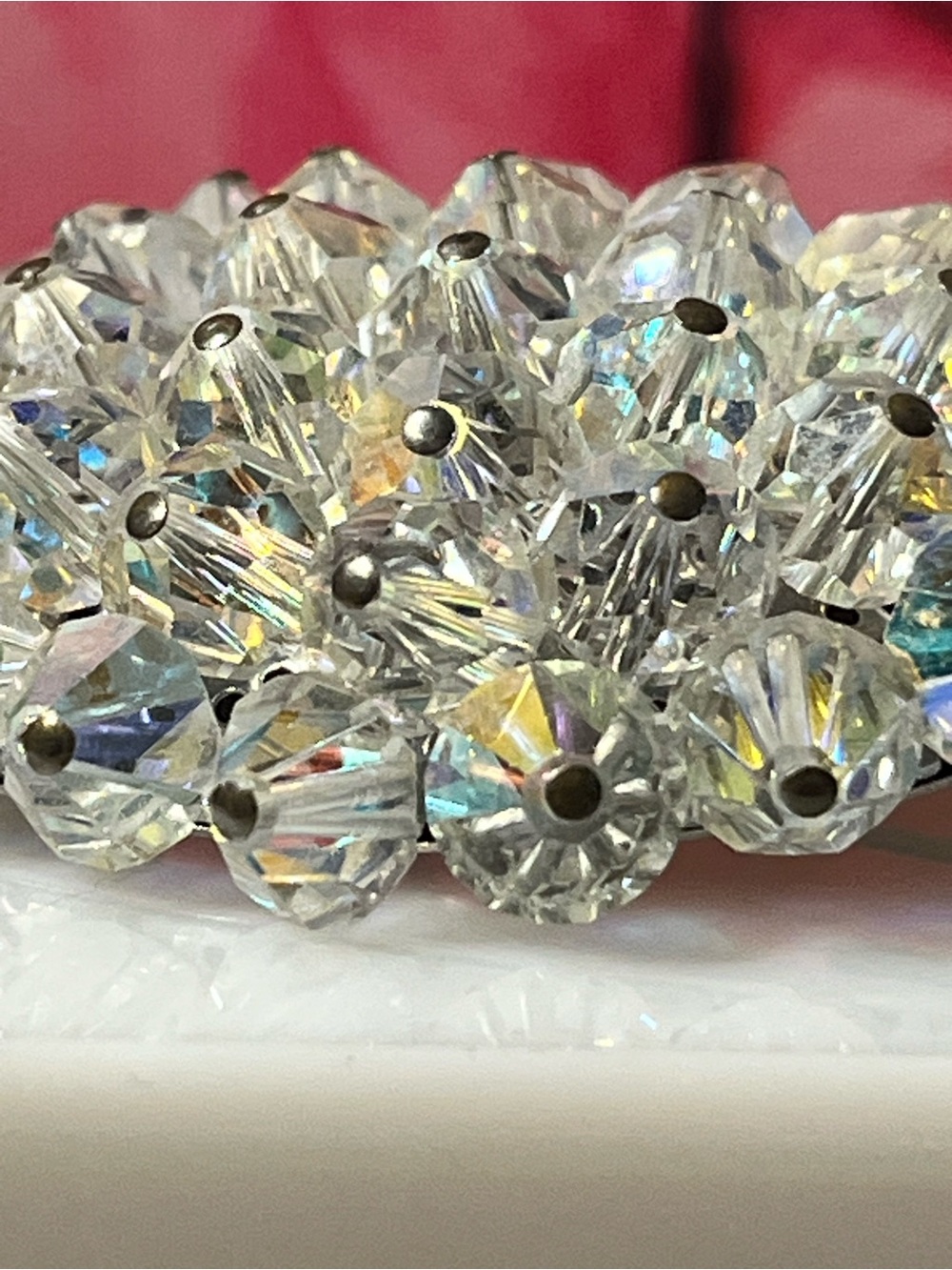 SET Crystal Aurora Borealis Clip Earrings and Brooch Set - Picture 10 of 10